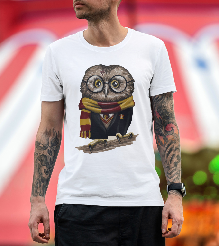 Owly Potter Gryffindor Owl with Glasses and Scarf T-Shirt