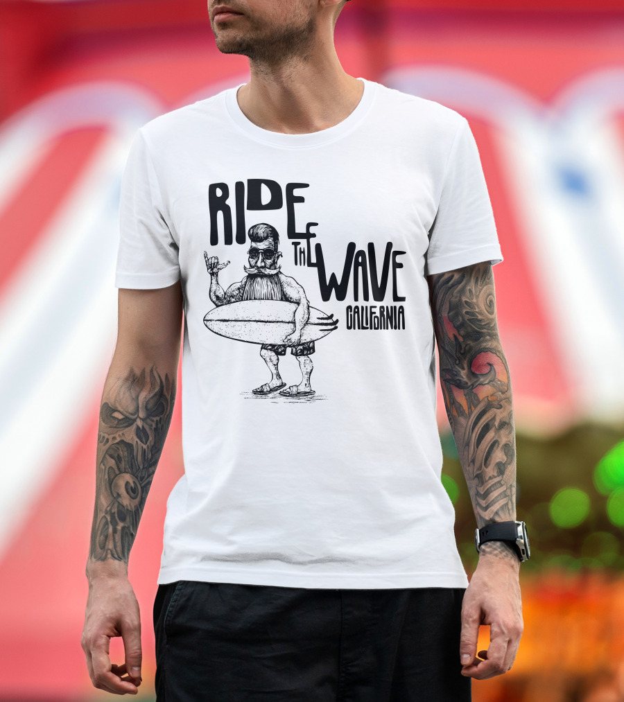 Ride The Wave California Surfer Beach Vibes T-Shirt