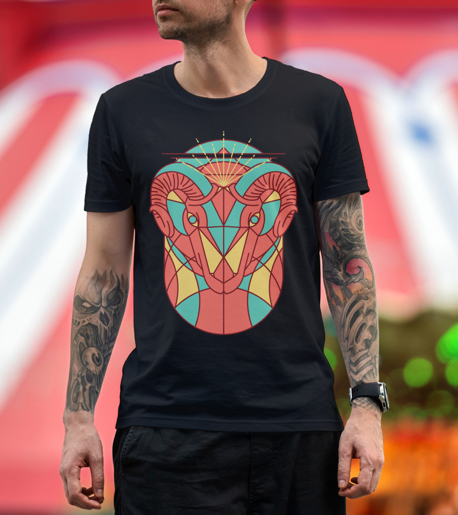 Taurus Geometric Bull Stained Glass T-Shirt