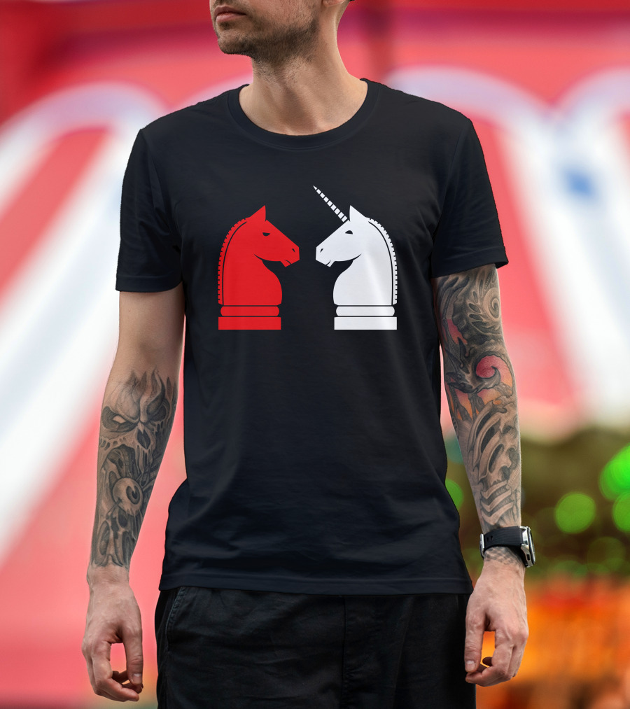Chess Unicorn vs Red Knight Iconic Battle T-Shirt