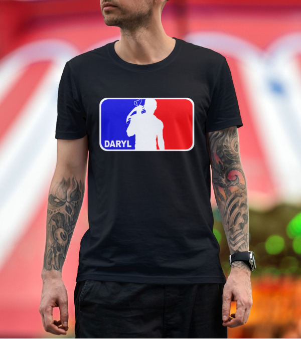 Premium T-Shirt: Daryl Daryl Style Crossbow Silhouette Red Blue T-Shirt Daryl Daryl Style Crossbow Silhouette Red Blue T-Shirt