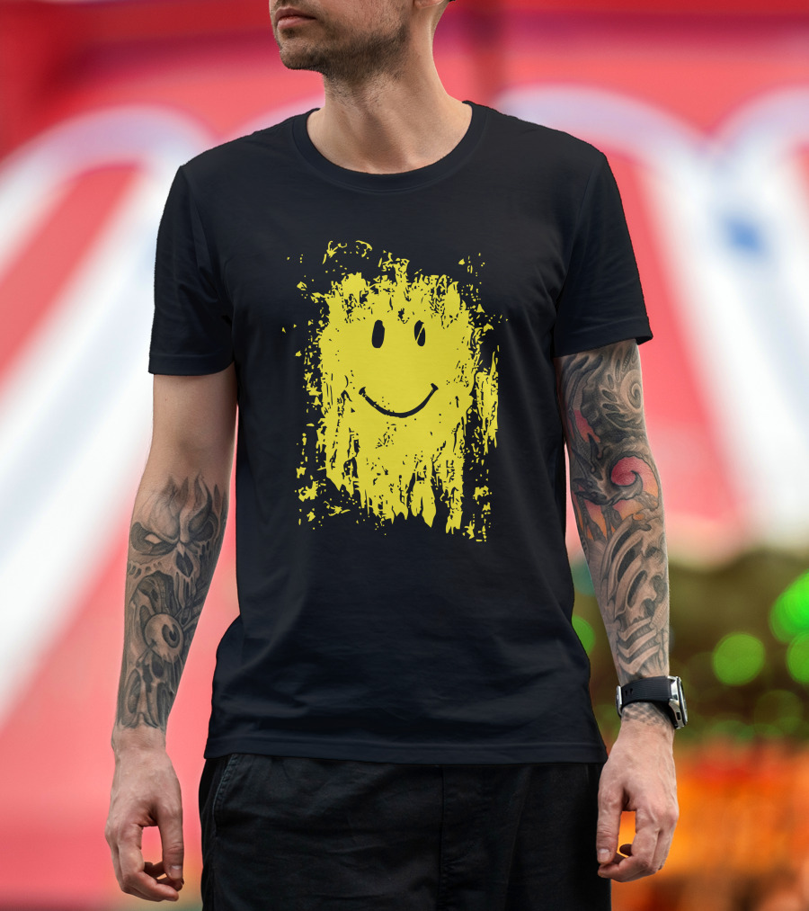 Yellow Mud Smiley Face Grunge T-Shirt