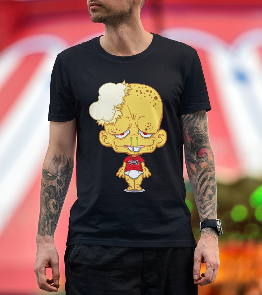 Popelbob Popcornkopf Bob Character with Yellow Face and Popcorn Hair T-Shirt