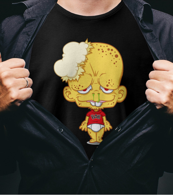 Popelbob Popcornkopf Bob Character With Yellow Face And Popcorn Hair T-Shirt