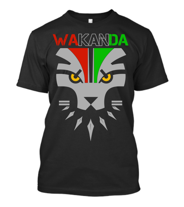 Wakanda Flag Redesign Lion Icon With Red Yellow Green T-Shirt