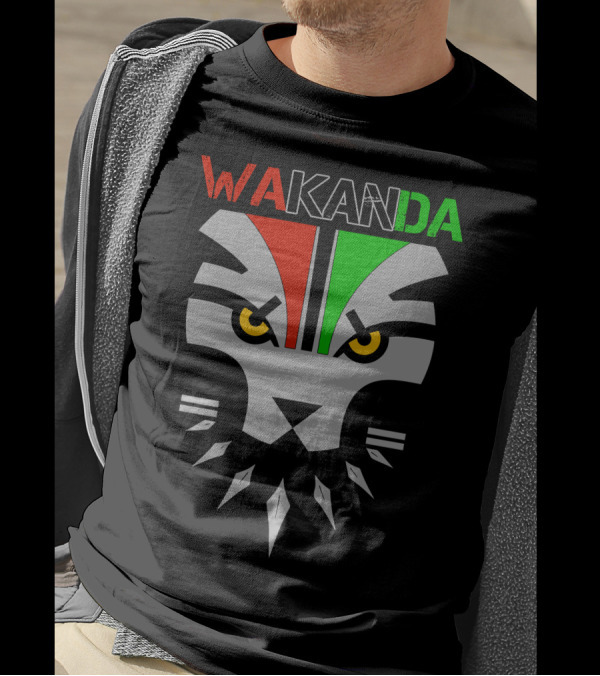Wakanda Flag Redesign Lion Icon With Red Yellow Green T-Shirt