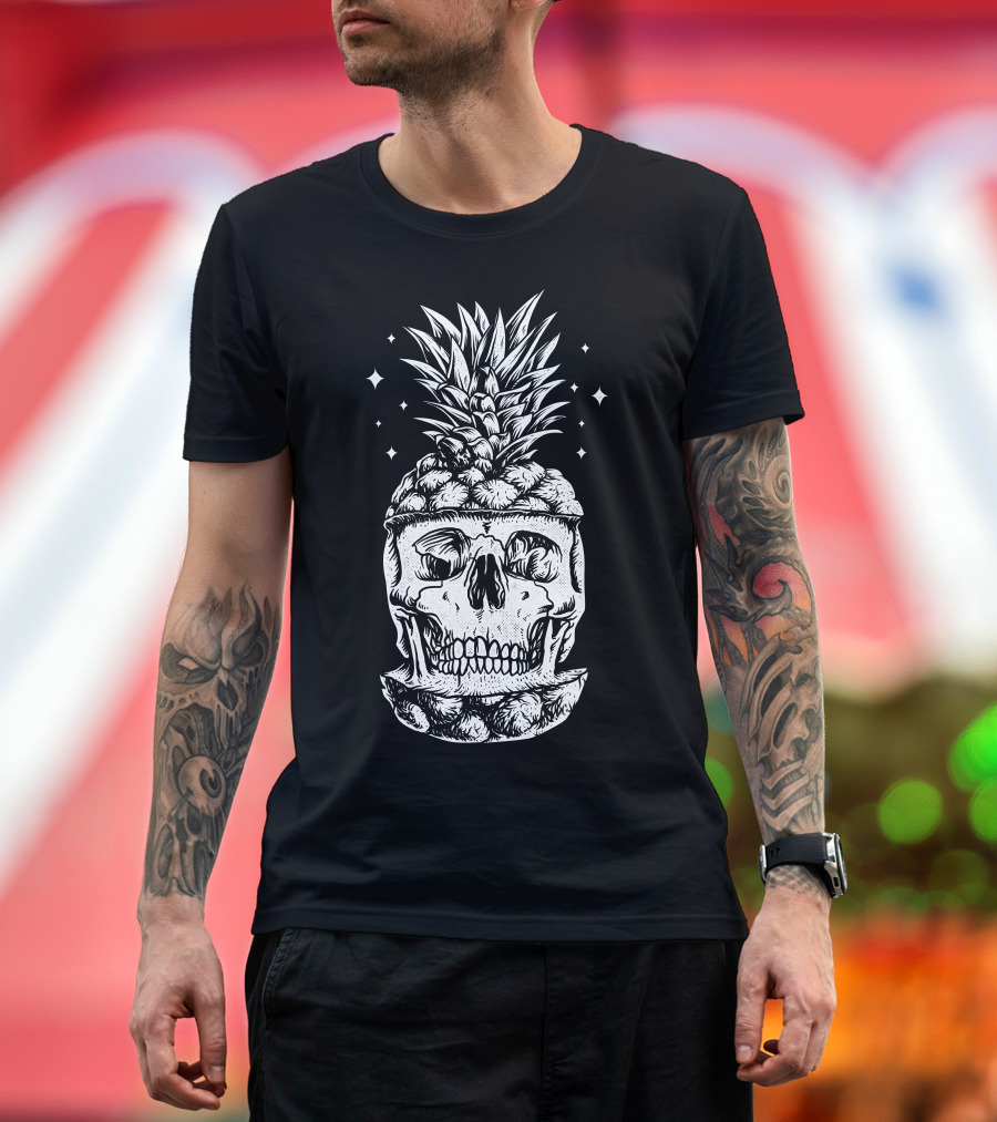 Skull Pineapple Vintage Illustration T-Shirt