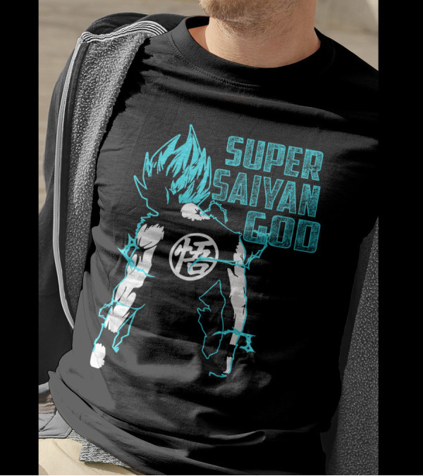 Super Saiyan God DB Super Goku Blue Aura Power Up T-Shirt