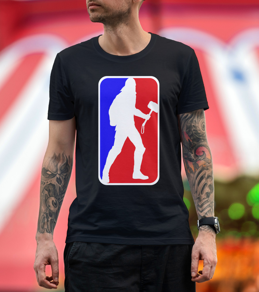 Thor Basketball League Silhouette Mjolnir T-Shirt