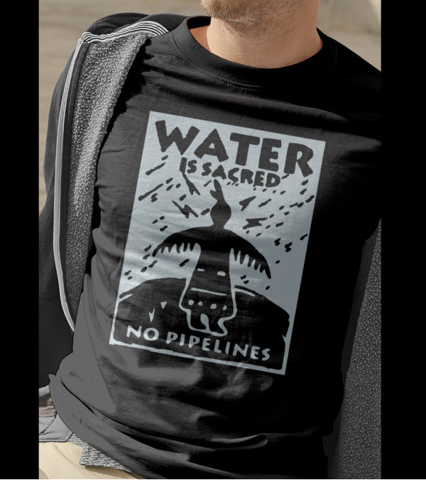 Water Is Sacred No Pipelines Bird Silhouette And Rainstorm T-Shirt