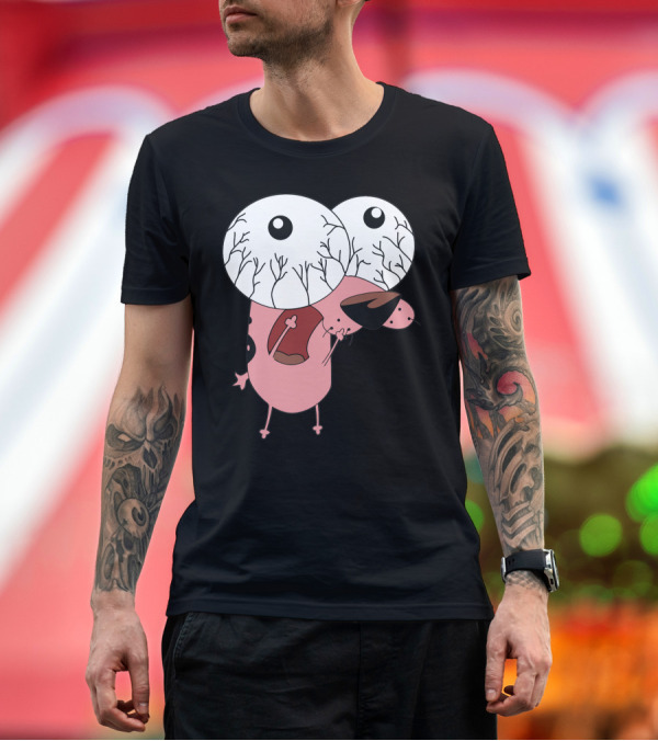 Premium T-Shirt: Personnage De Cartoon Oeil Globuleux et Rose T-Shirt Personnage De Cartoon Oeil Globuleux et Rose T-Shirt