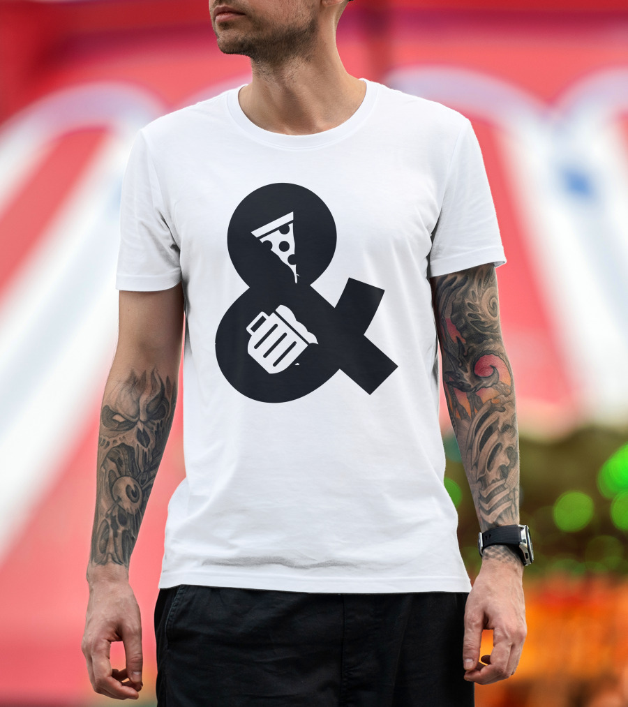 Pizza and Beer Combination Ampersand with Slice and Mug T-Shirt