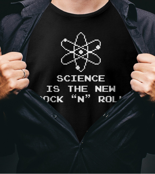 Science Is The New Rock N Roll Pixel Atom T-Shirt