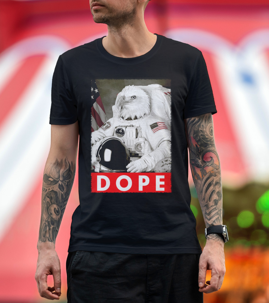 Dope Eagle Astronaut Suit American Flag T-Shirt