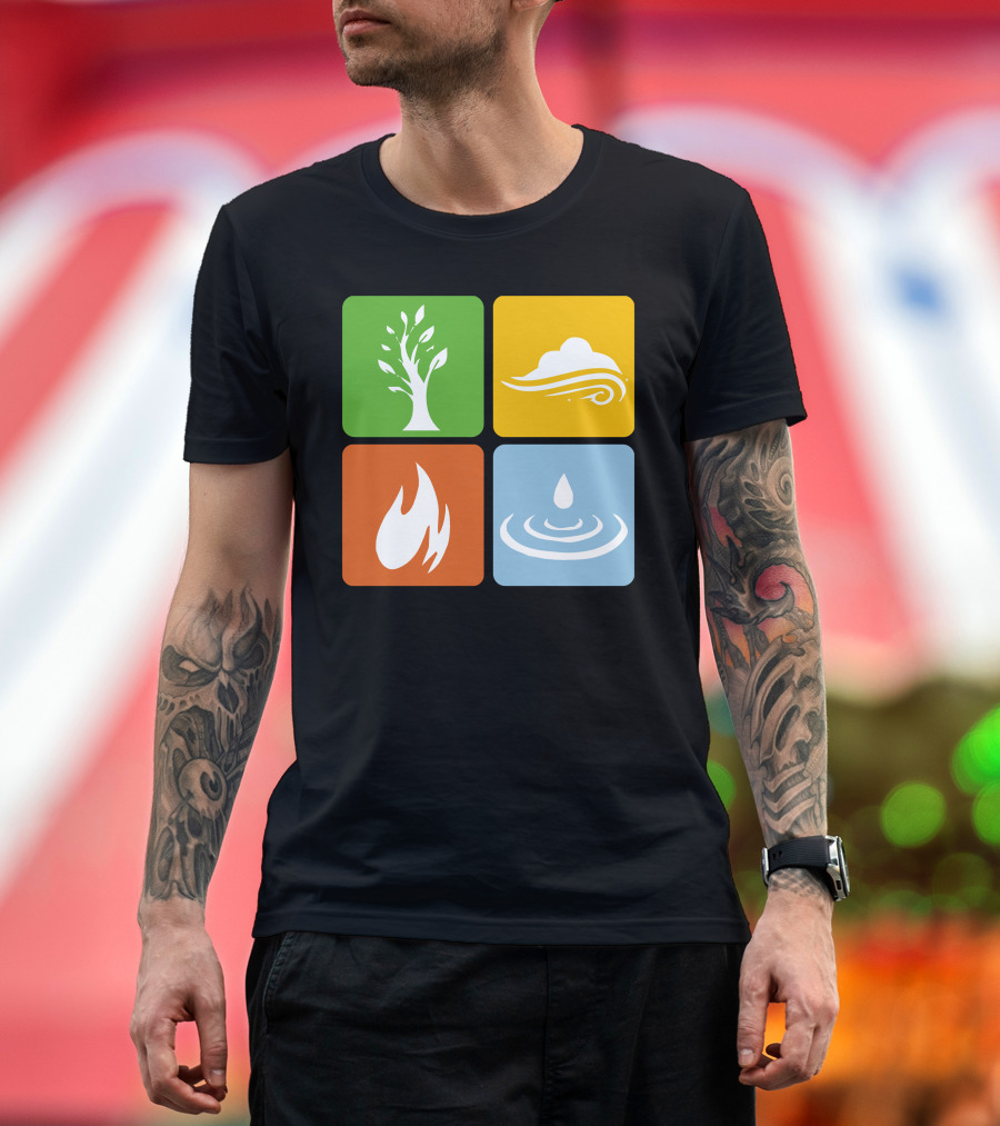 Four Elements Tree Wind Fire Water T-Shirt