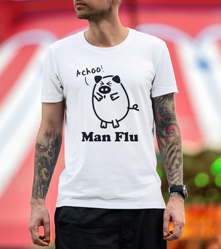 Achoo Man Flu Cartoon Pig Sneezing T-Shirt