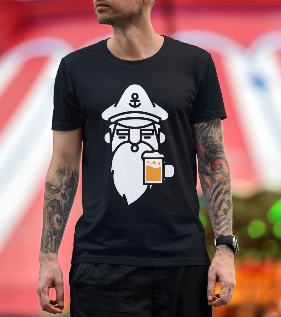 Beard Or Beer Captain Anchor Holding Mug T-Shirt