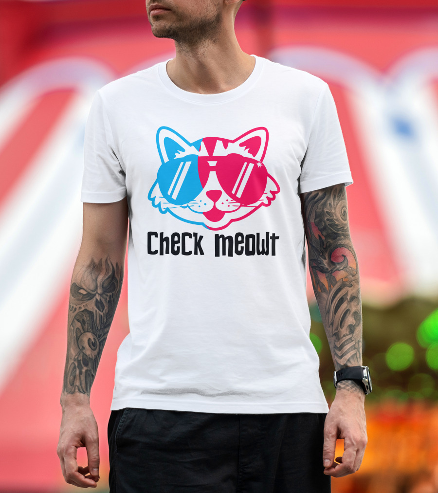 Check Meowt Cool Cat with Sunglasses T-Shirt
