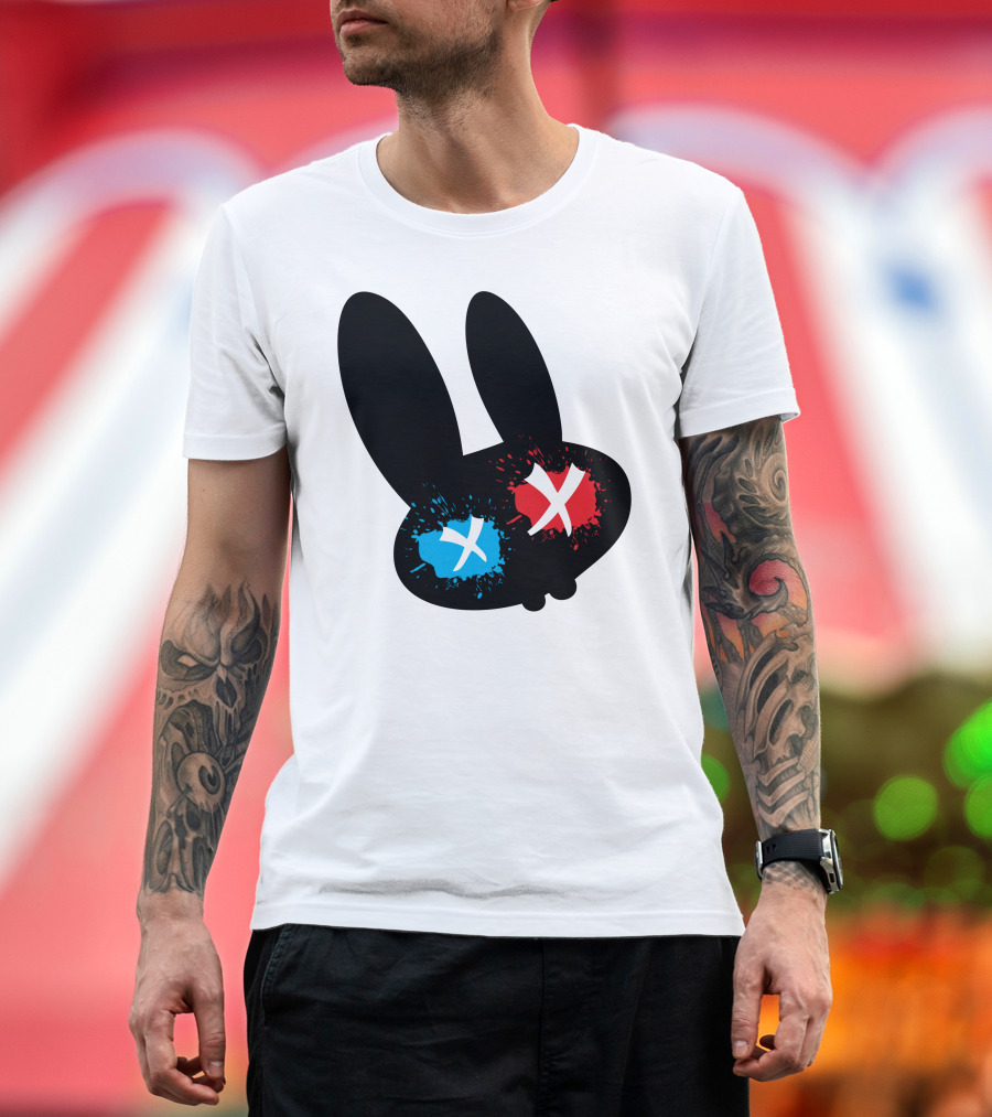 Emo Hype Rabbit Red and Blue X-Eyed Splatter T-Shirt