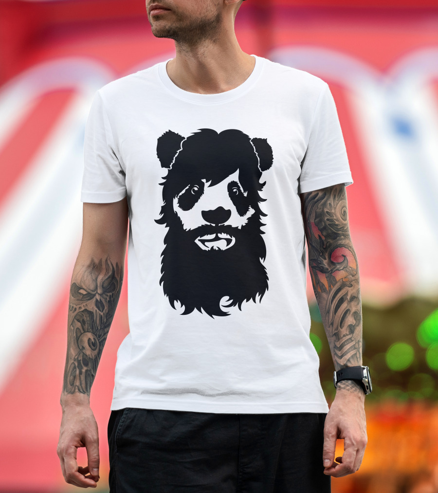 Panda Beard Silhouette Face Fusion T-Shirt