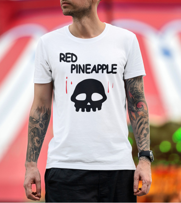 Premium T-Shirt: Red Pineapple Skull with Red Drips T-Shirt Red Pineapple Skull with Red Drips T-Shirt