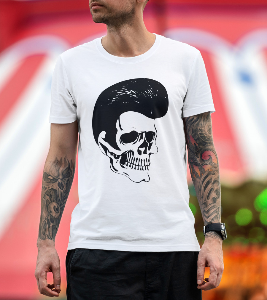 Rockabilly Skull Pompadour T-Shirt