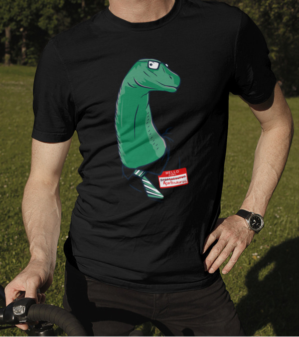 Hello My Name Is Apatosaurus Dinosaur With Glasses And Tie T-Shirt