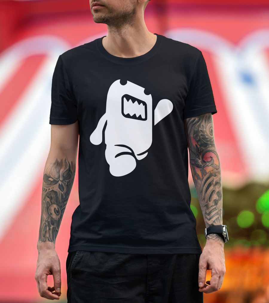 Domo Kun Animated Character Icon with Open Mouth and Raised Arm T-Shirt