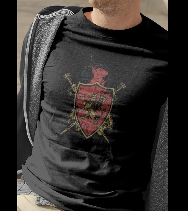 Gothic Coat Of Arms Majestic Lion Griffon Courage And Fortitude T-Shirt