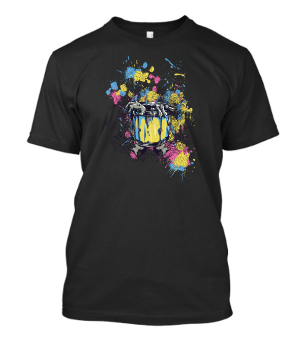 Colorful Monster Breaking Free From A Vibrant Drum T-Shirt
