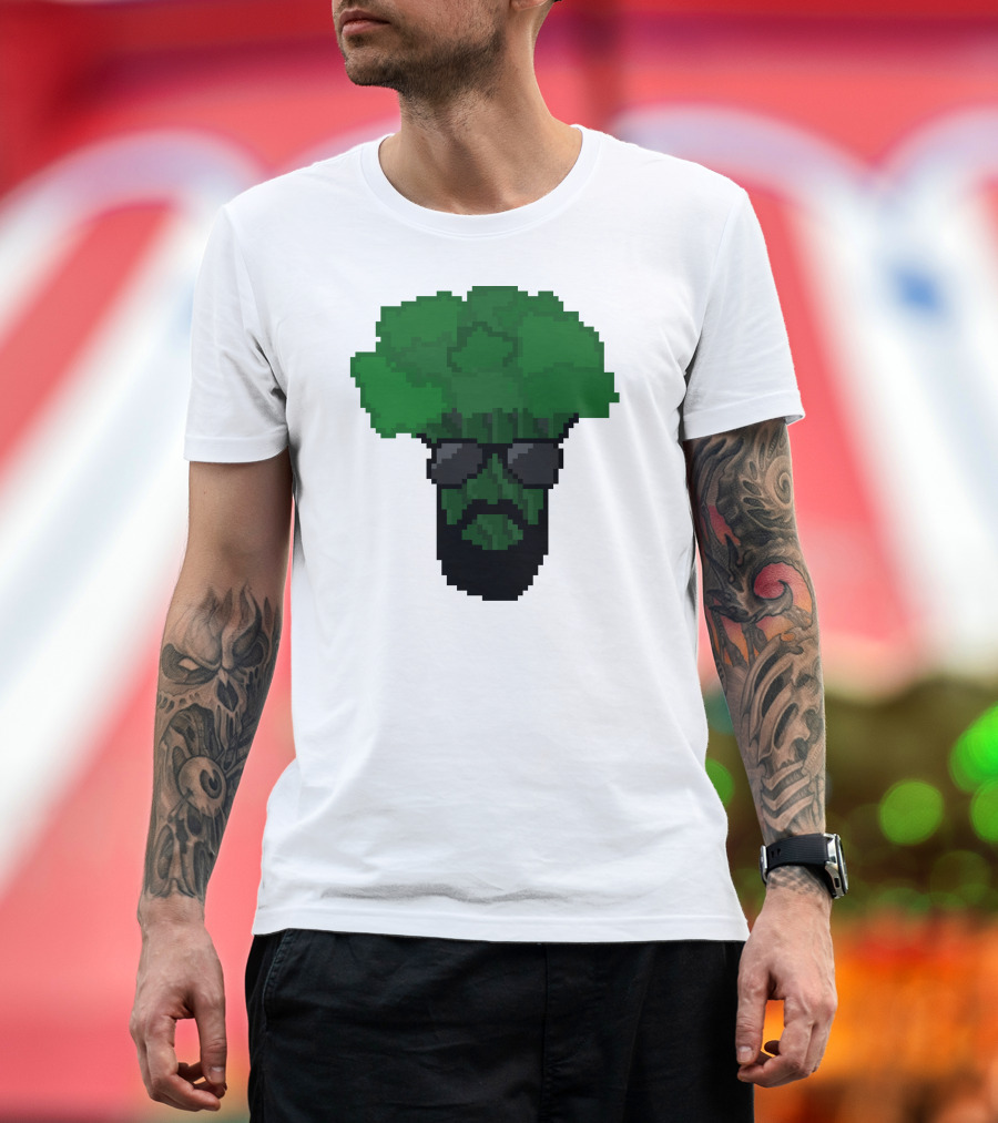 Broccoli Pixel Art Cool Shades Beard Avatar T-Shirt