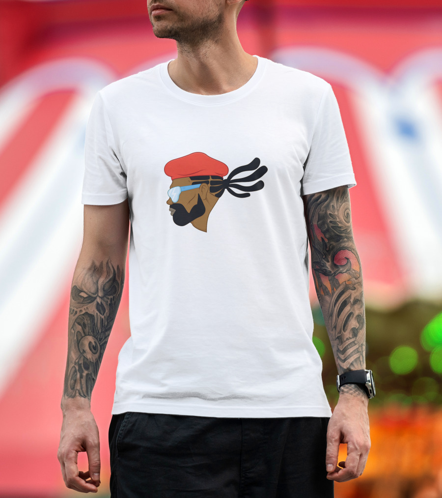 Get Free Major Lazer Cartoon Profile Red Beret Sunglasses T-Shirt