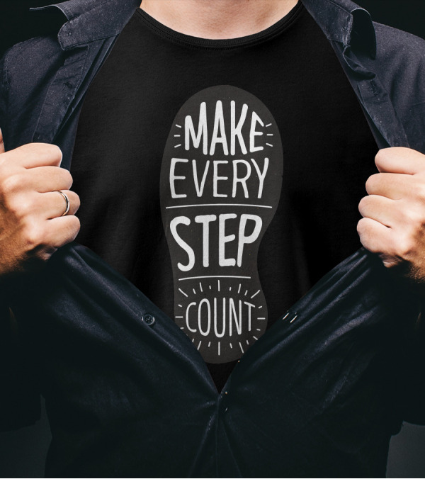 Make Every Step Count Motivational Footprint T-Shirt