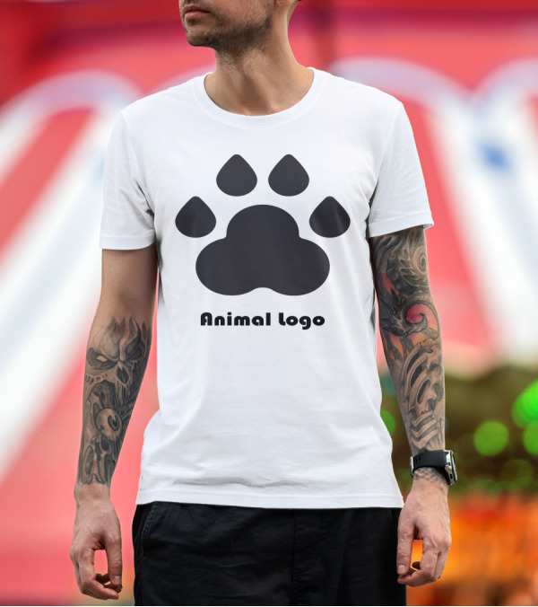 Premium T-Shirt: Animal Logo Paw Prints T-Shirt Animal Logo Paw Prints T-Shirt