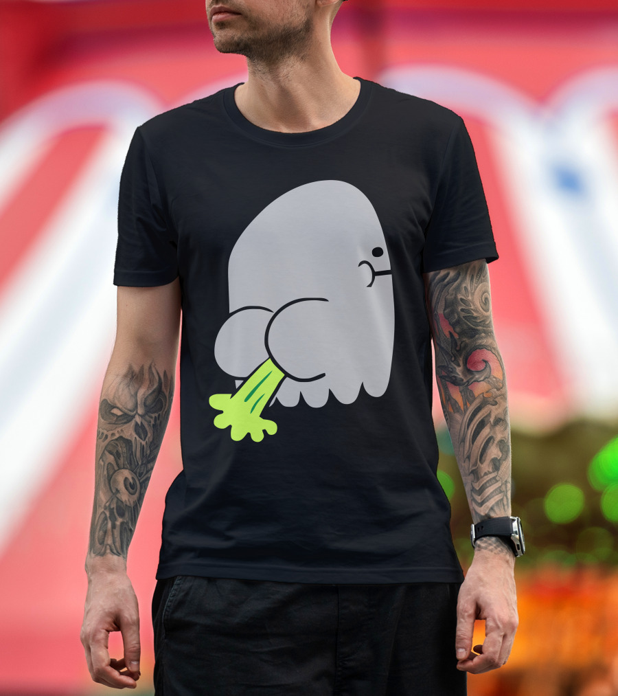 Ghost Fart Ghost with Green Farting T-Shirt