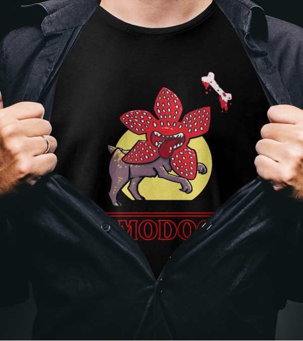 Adopt A Demodog Merch Creepy Creature With Bloody Bone T-Shirt