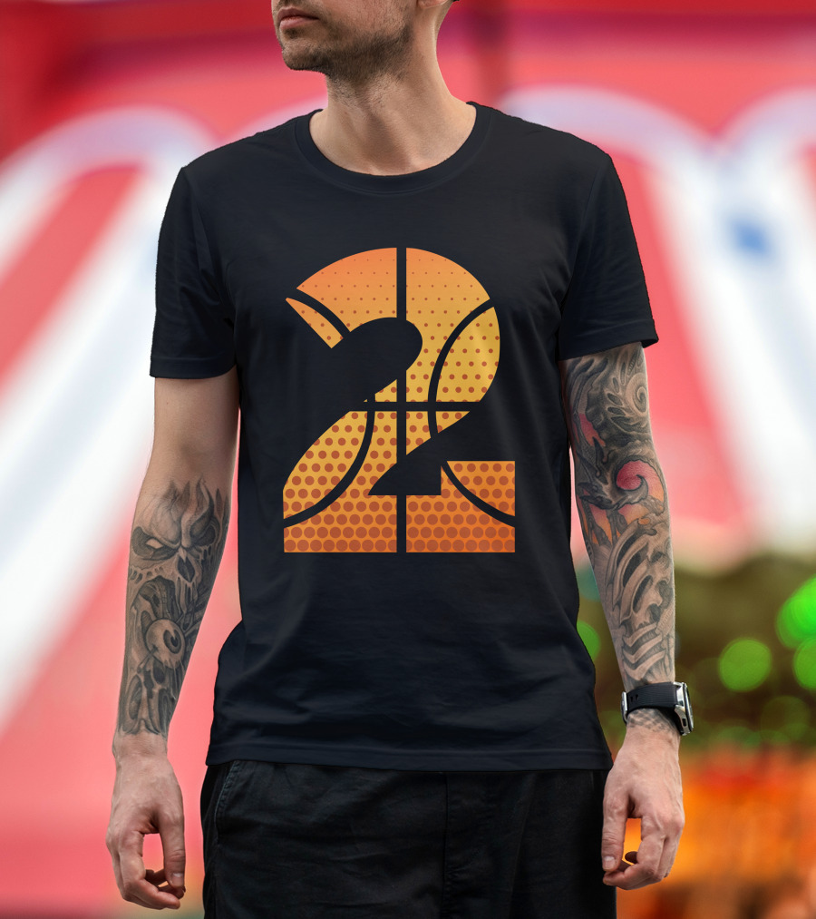 Basketball Number Two Graphic Pattern with Dotted Basketball Texture T-Shirt