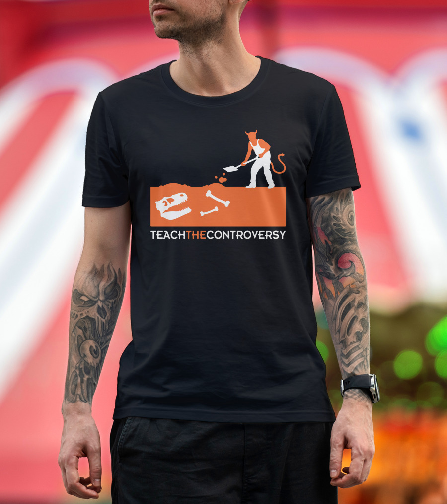 Teach the Controversy Devil Burying Dinosaur Bones T-Shirt
