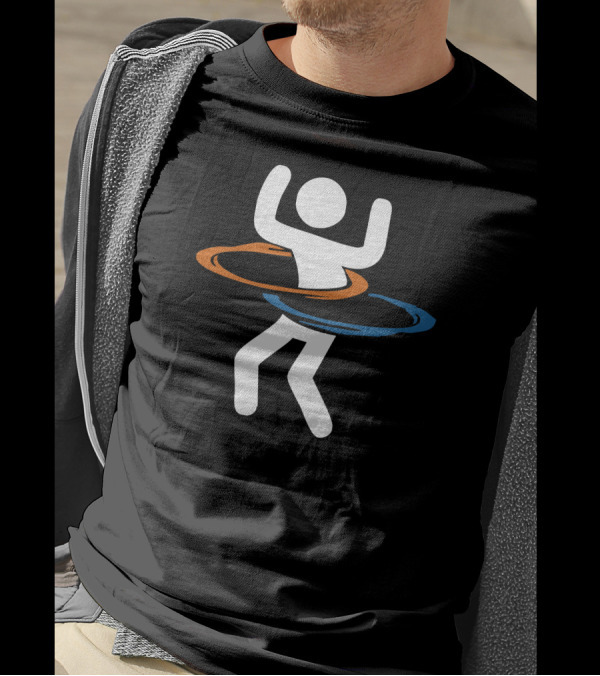 Portal Hula Hooping Orange And Blue Portals Stick Figure T-Shirt