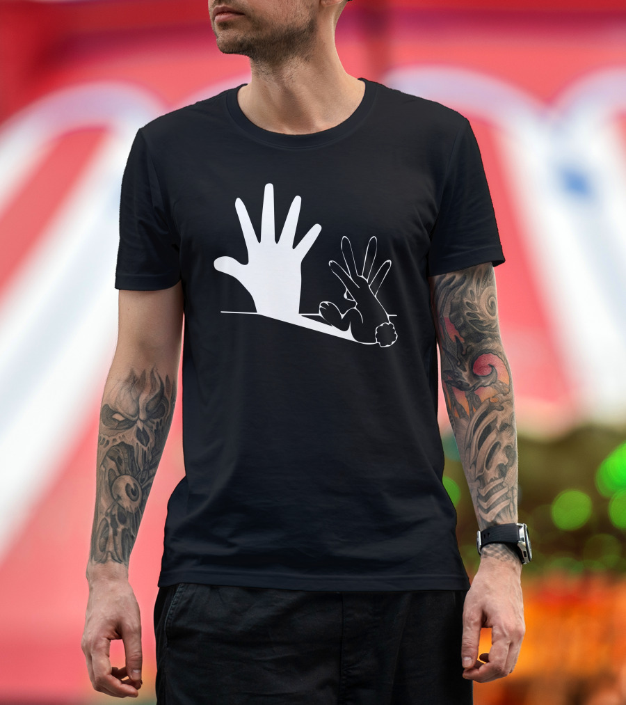 Shadow Puppet Rabbit Hand Gesture Shadow Play T-Shirt
