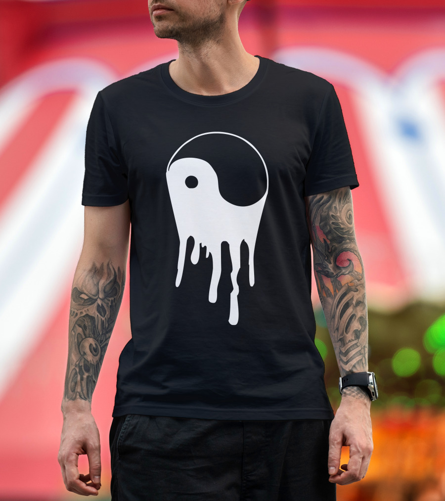 Yang And Yin Dripping Chinese Symbol Fashion Geek Yin-Yang Samurai T-Shirt