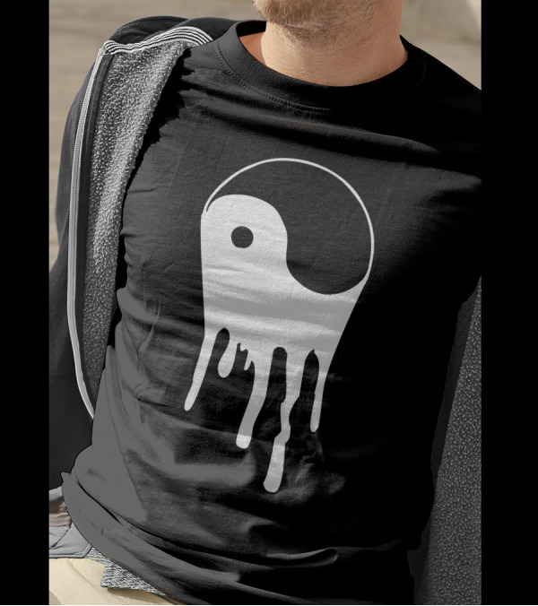 Yang And Yin Dripping Chinese Symbol Fashion Geek Yin-Yang Samurai T-Shirt