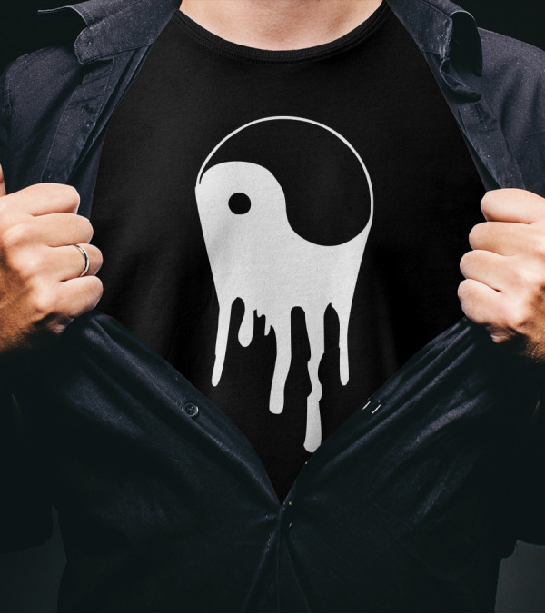 Yang And Yin Dripping Chinese Symbol Fashion Geek Yin-Yang Samurai T-Shirt