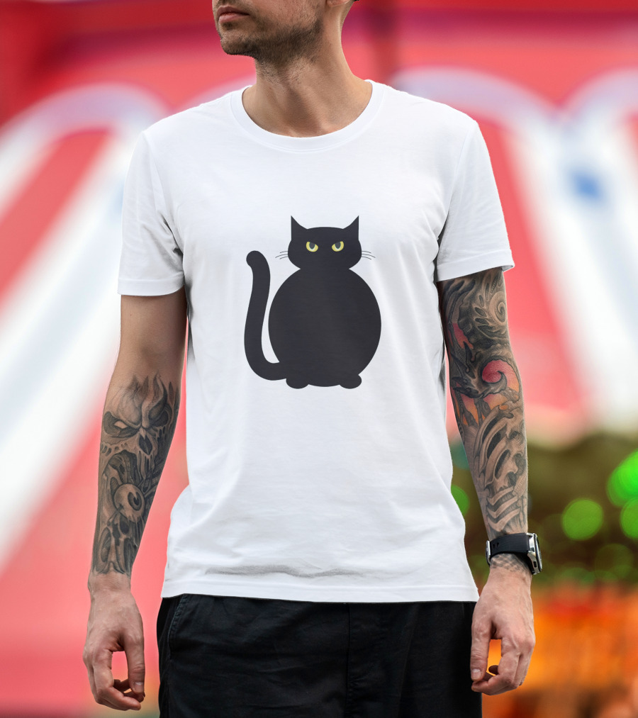 Big Fat Cat Glowing Eyes Dark T-Shirt