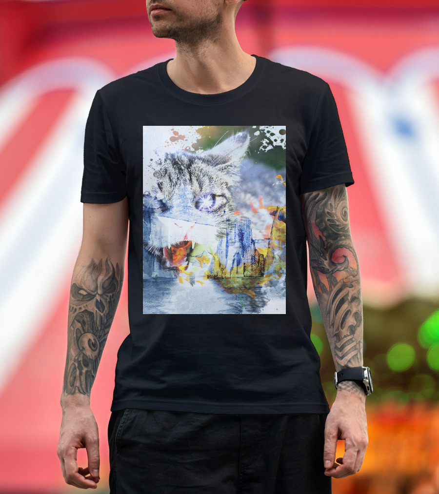 Cademon Cat Cityscape Fusion T-Shirt