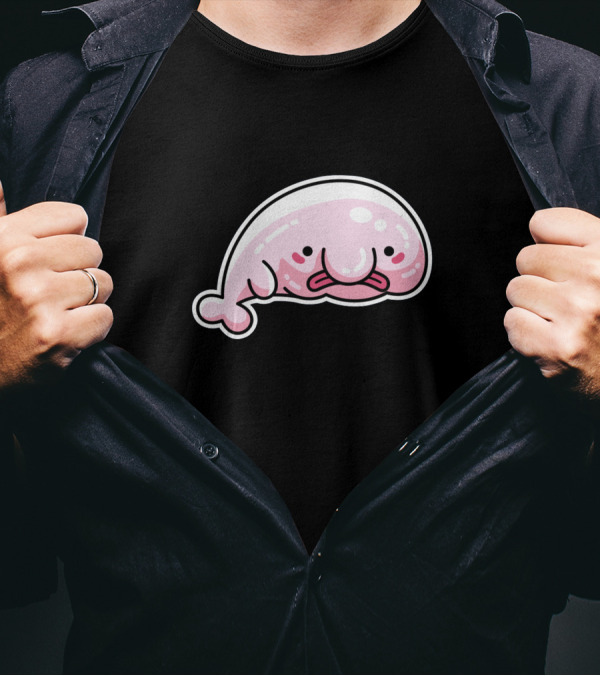 Cute Blobfish Sticker Style Cartoon T-Shirt