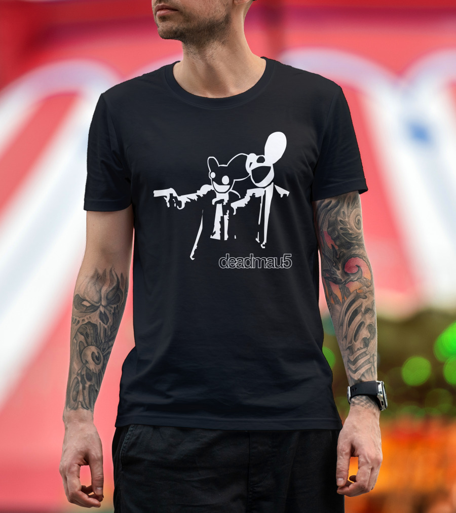 Deadmau5 Mouse Head Duo in Suits with Guns T-Shirt
