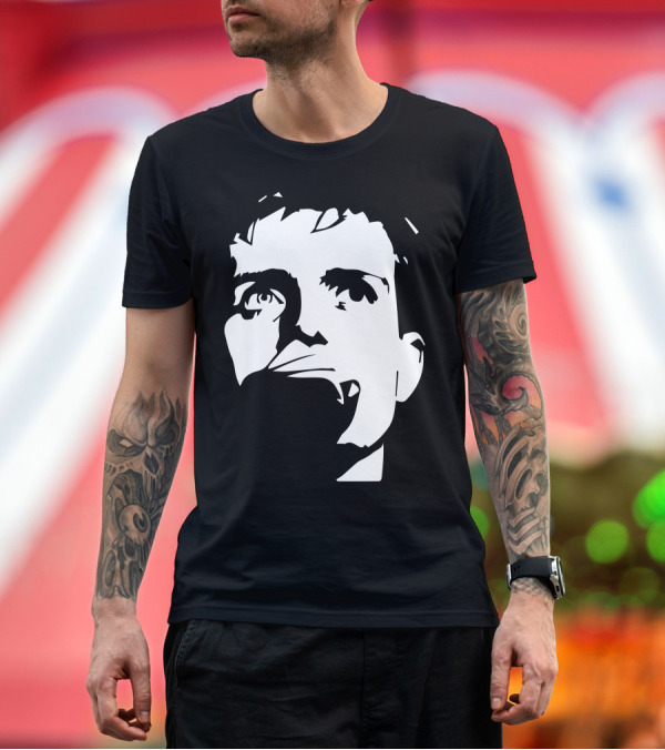 Premium T-Shirt: Ian Curtis Joy Division Face Silhouette Monochrome T-Shirt Ian Curtis Joy Division Face Silhouette Monochrome T-Shirt