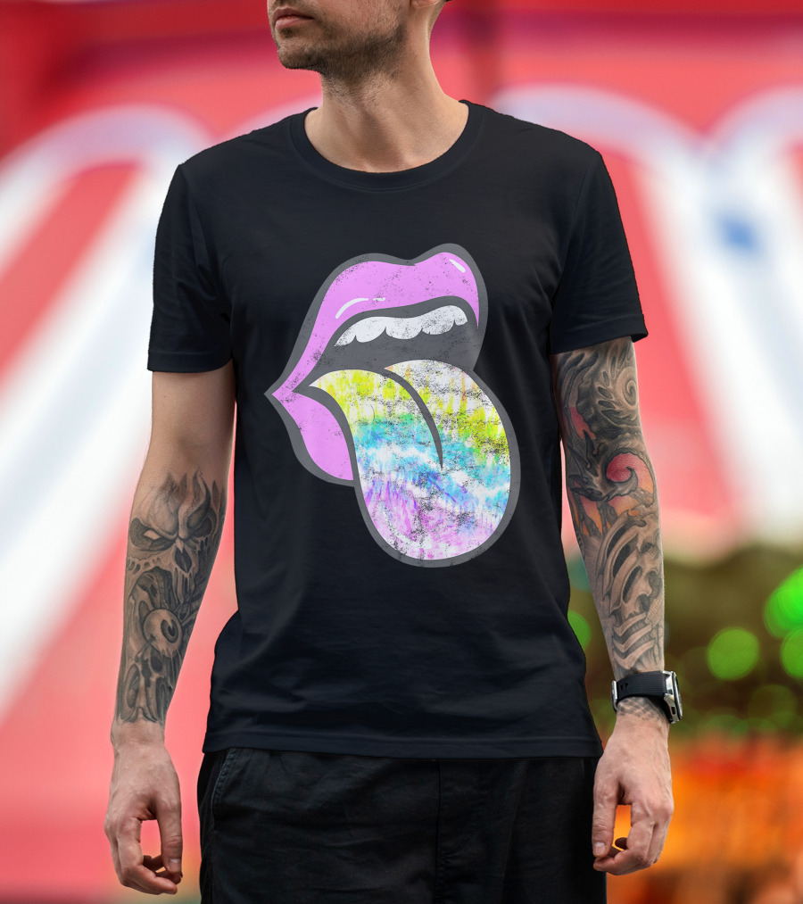 Lavender Rose Lips Tie Dye Tongue Out Pastel Palette T-Shirt