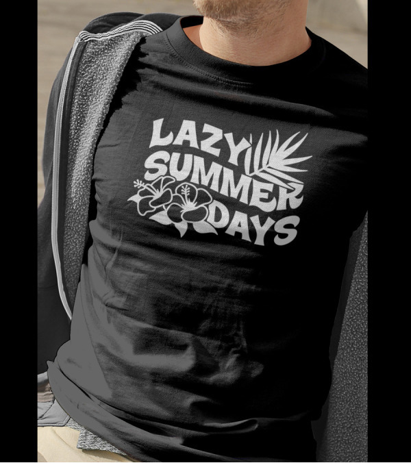 Lazy Summer Days Hibiscus Palm Leaf Retro Vibes T-Shirt